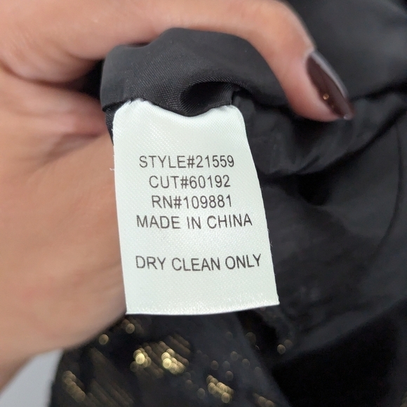 Oleg Cassini One Shoulder‎ Empire Waist Maxi Gown Black Gold 14 - Picture 5 of 8